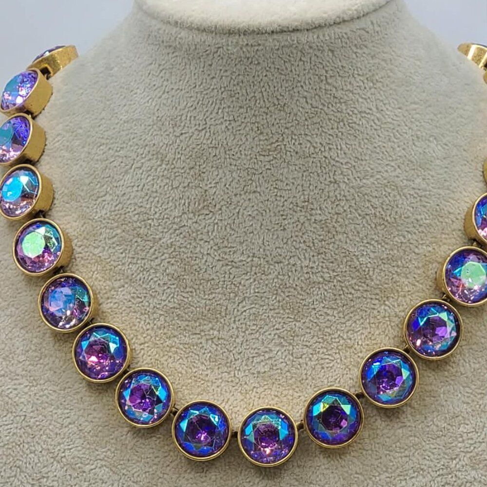 J Crew Gold Tone Brulee Aurora Borealis Necklace